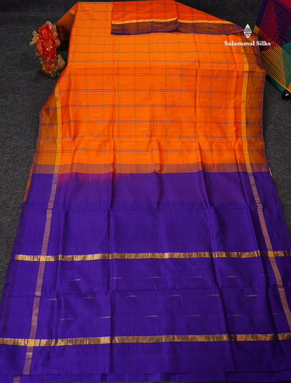 Full View Of Orange Semi Silk Cotton Saree 