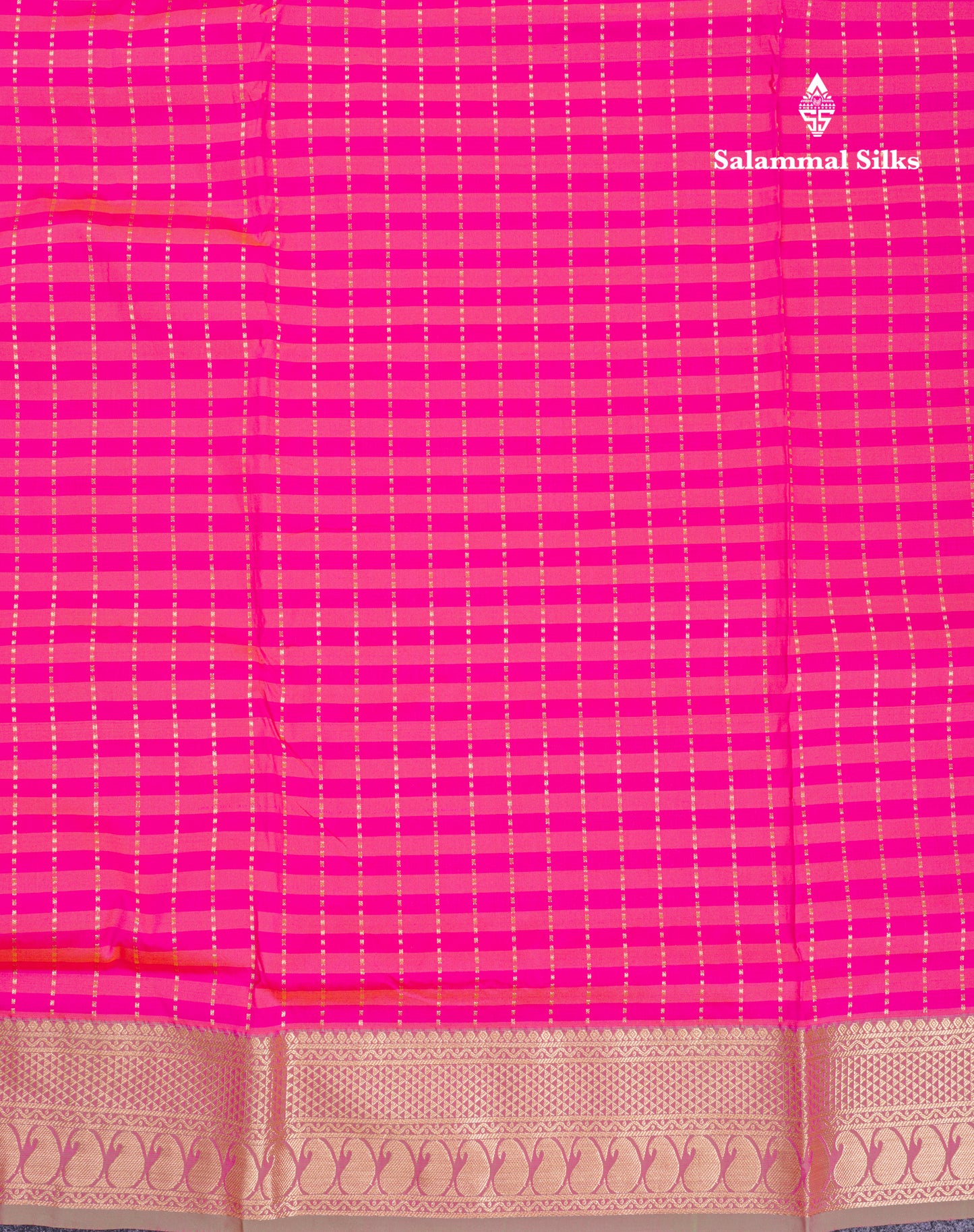 9 Yards Semi Silk Saree Pink & Light Pink with Light Green Border