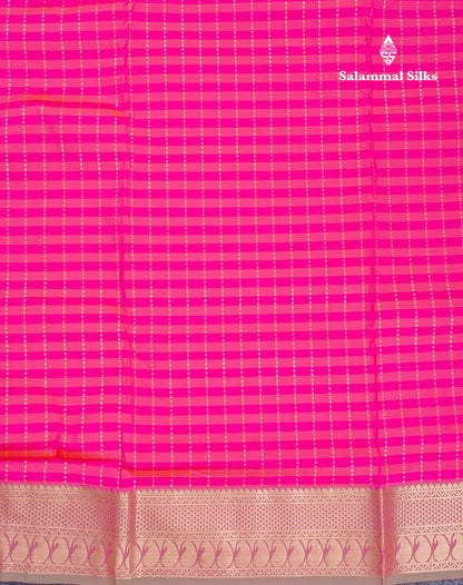 9 Yards Semi Silk Saree Pink & Light Pink with Light Green Border