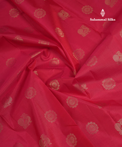 Beautiful Dual Tone Redish Pink Pure Kanjivaram Silk Saree With Contrast Sandal Traditional Evening Morning Border