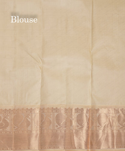 Beautiful Dual Tone Redish Pink Pure Kanjivaram Silk Saree With Contrast Sandal Traditional Evening Morning Border
