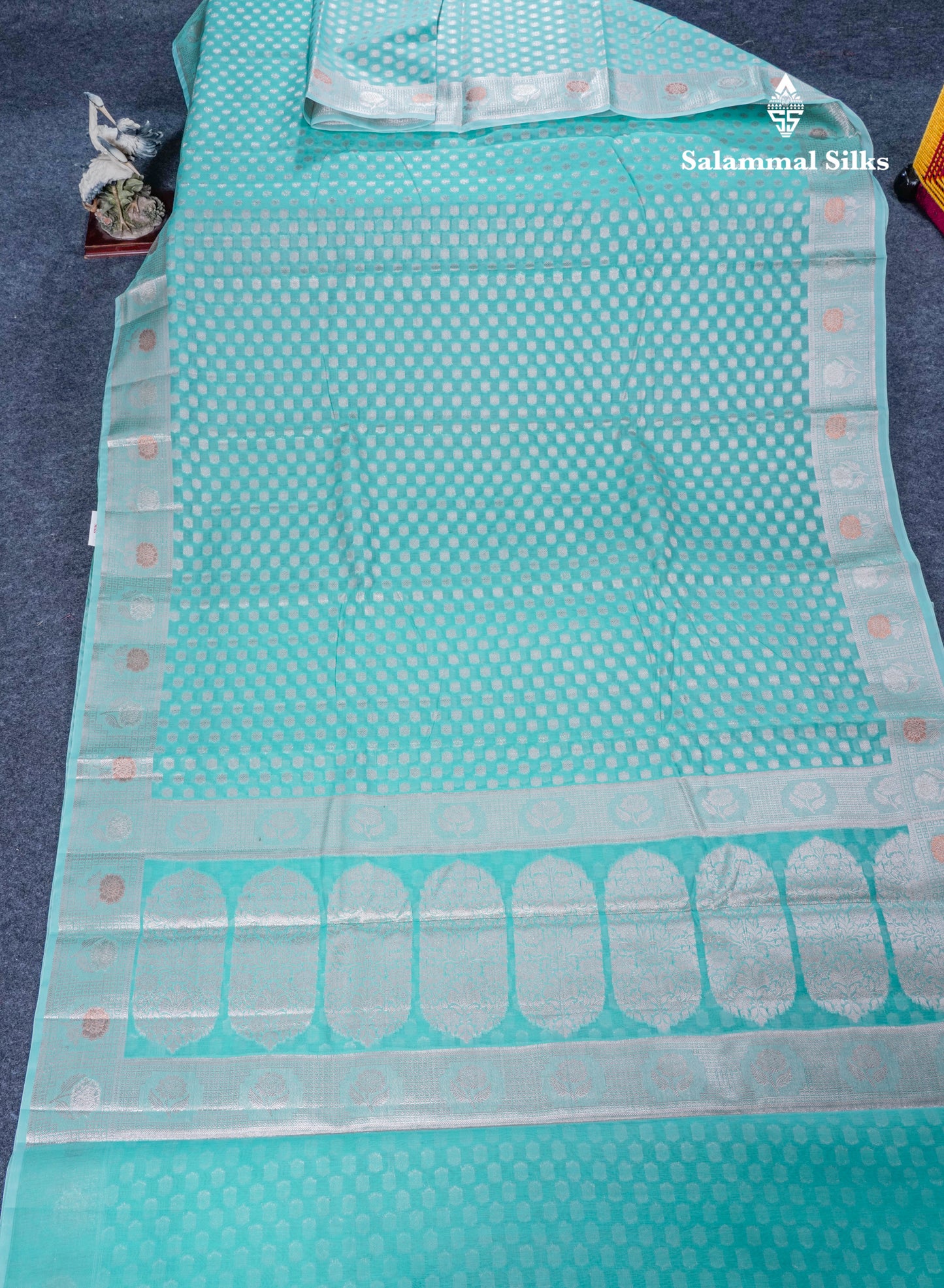 Elaichi Green Beautiful Fancy Saree With Copper Zari Border