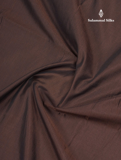 Dark Brown South Cotton Printed Saree With Contrast Cream Sandal Blouse