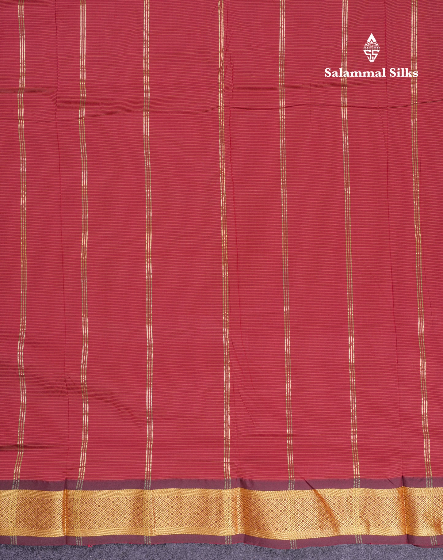 9 Yards Semi Silk Saree Maroon with Brown Border