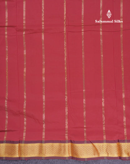 9 Yards Semi Silk Saree Maroon with Brown Border