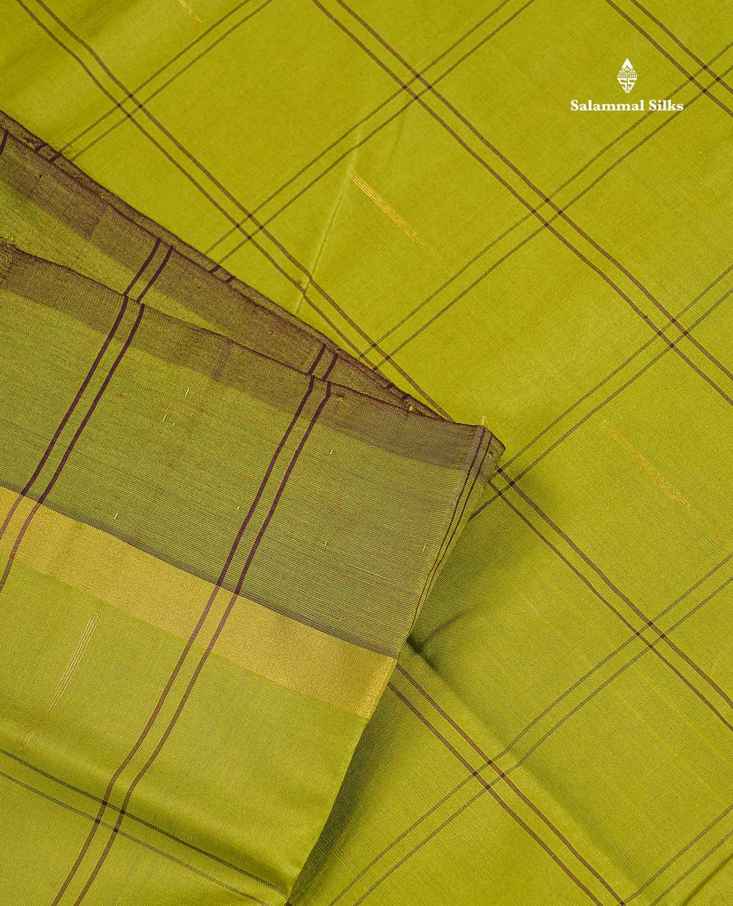Semi Silk Cotton Saree - Olive Green Colour Body Checks With Malli Moggu Butta