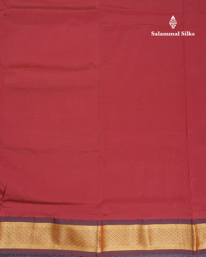 9 Yards Semi Silk Saree Maroon with Brown Border