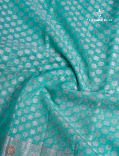 Elaichi Green Beautiful Fancy Saree With Copper Zari Border