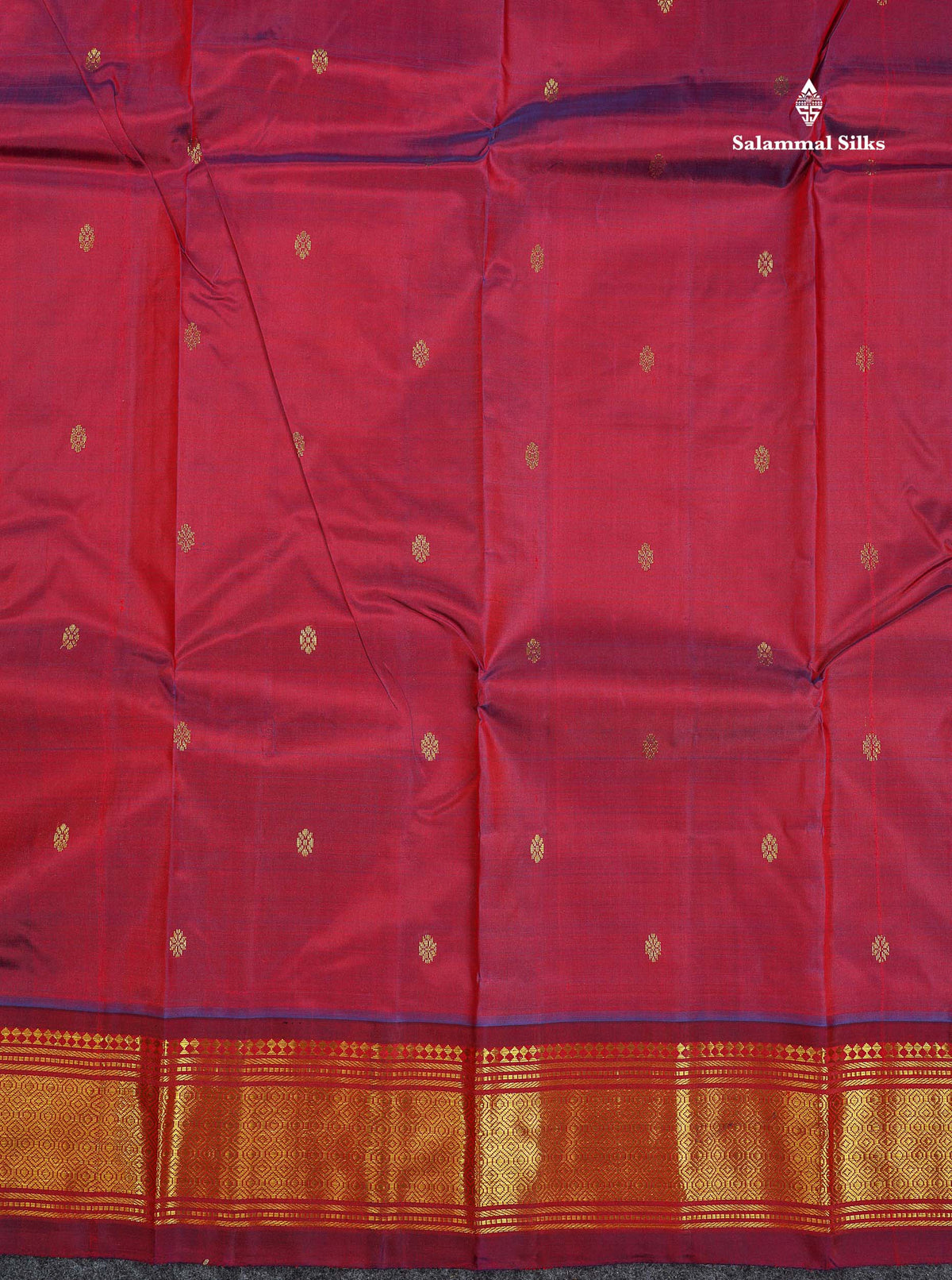 One Side Border Pure Silk Saree - Dual Tone Maroon Colour Small Zari Butta With Traditional Border