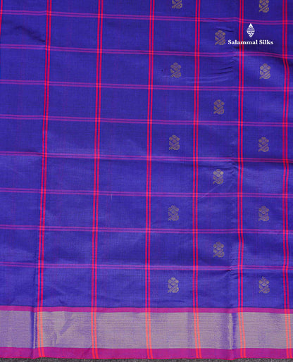 Tissue Border Of Dual Tone Blue Semi Silk Cotton Saree 