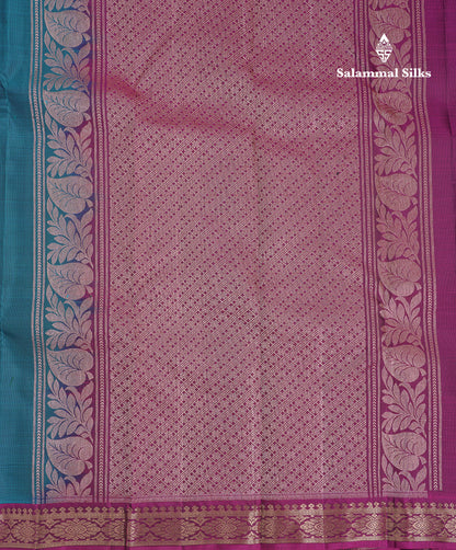 Beautiful Ramar Blue Pure Silk Mix Saree With Contrast Magenta Traditional Small Border