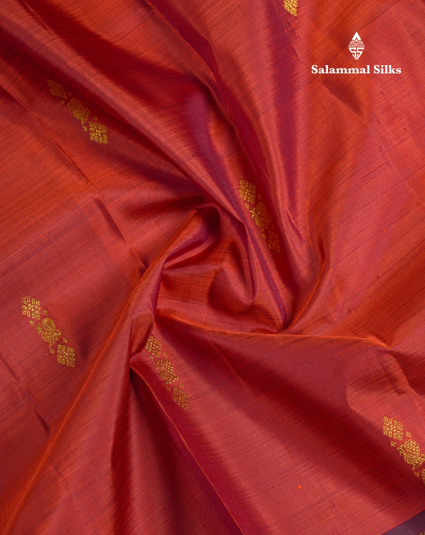 Beautiful Rust Orange Pure Kanjivaram Silk Saree With Contrast Dark Brown Traditional Gap Border