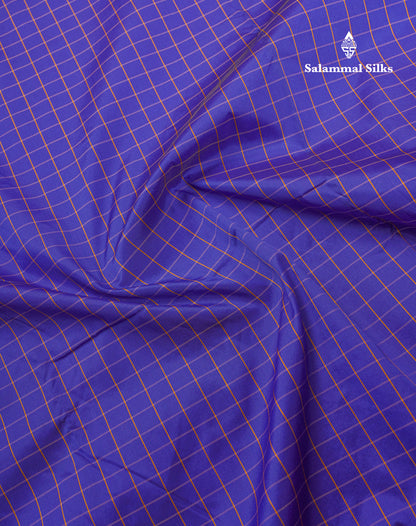 9 Yards Semi Silk Saree Small Checks Violet with Contrast Pink Border