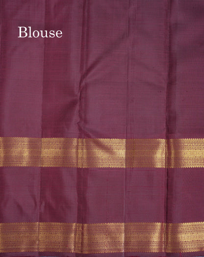 Beautiful Rust Orange Pure Kanjivaram Silk Saree With Contrast Dark Brown Traditional Gap Border