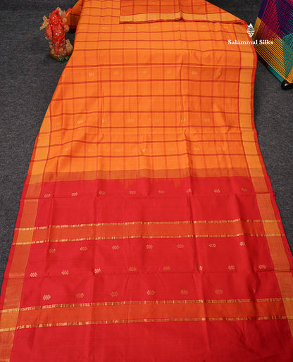 Full View Of Mustard Yellow Semi Silk Cotton Saree 