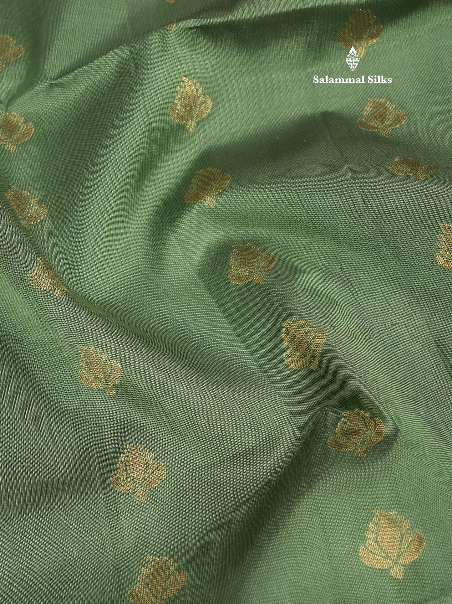 Beautiful Moss Green Pure Kanjivaram Soft Silk Saree With Contrast Pinkish Orange Zari Checks Border
