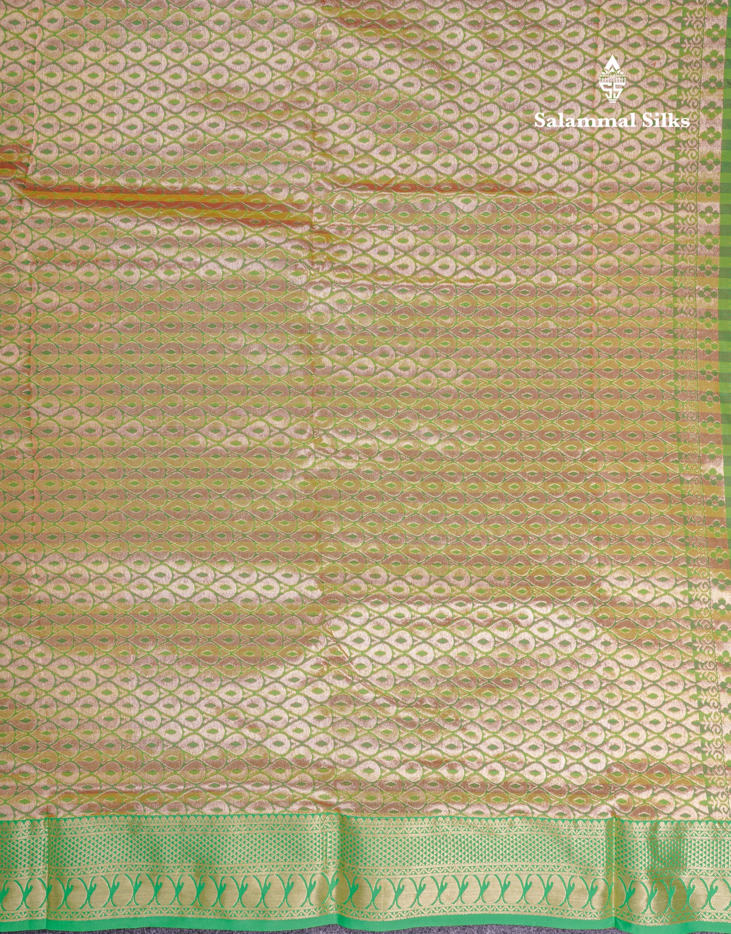 9 Yards Semi Silk Saree Light Green & Parrot Green with Light Onion Pink Border