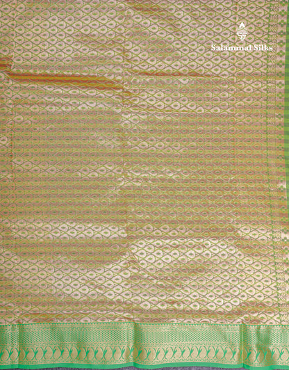 9 Yards Semi Silk Saree Light Green & Parrot Green with Light Onion Pink Border