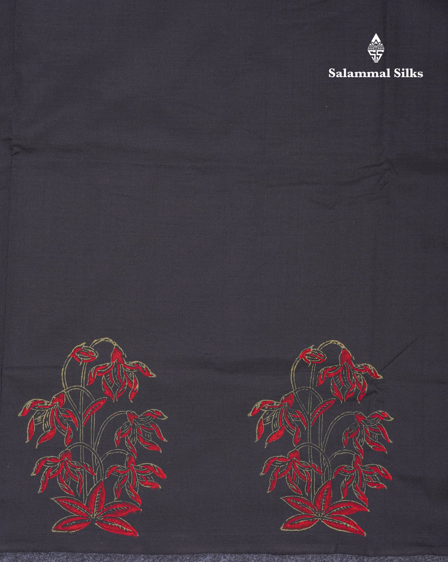 Black South Cotton Printed Saree With Contrast Grey White Blouse