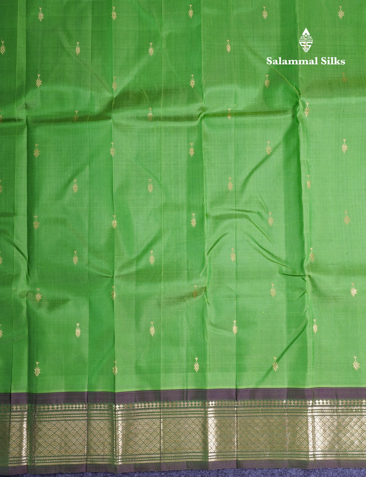 Green Pure Kanjivaram Silk Saree With Contrast Green Shade One Side Border