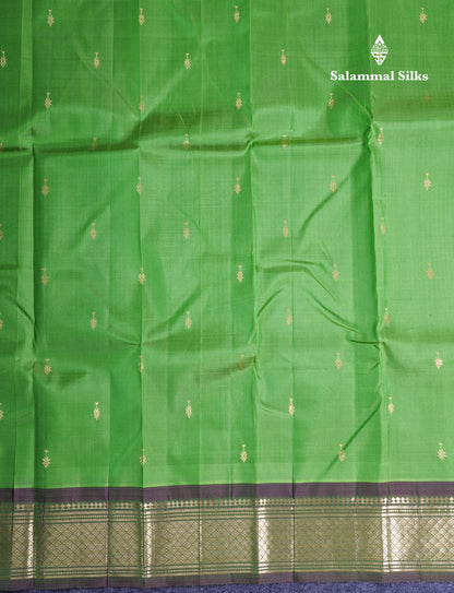 Green Pure Kanjivaram Silk Saree With Contrast Green Shade One Side Border