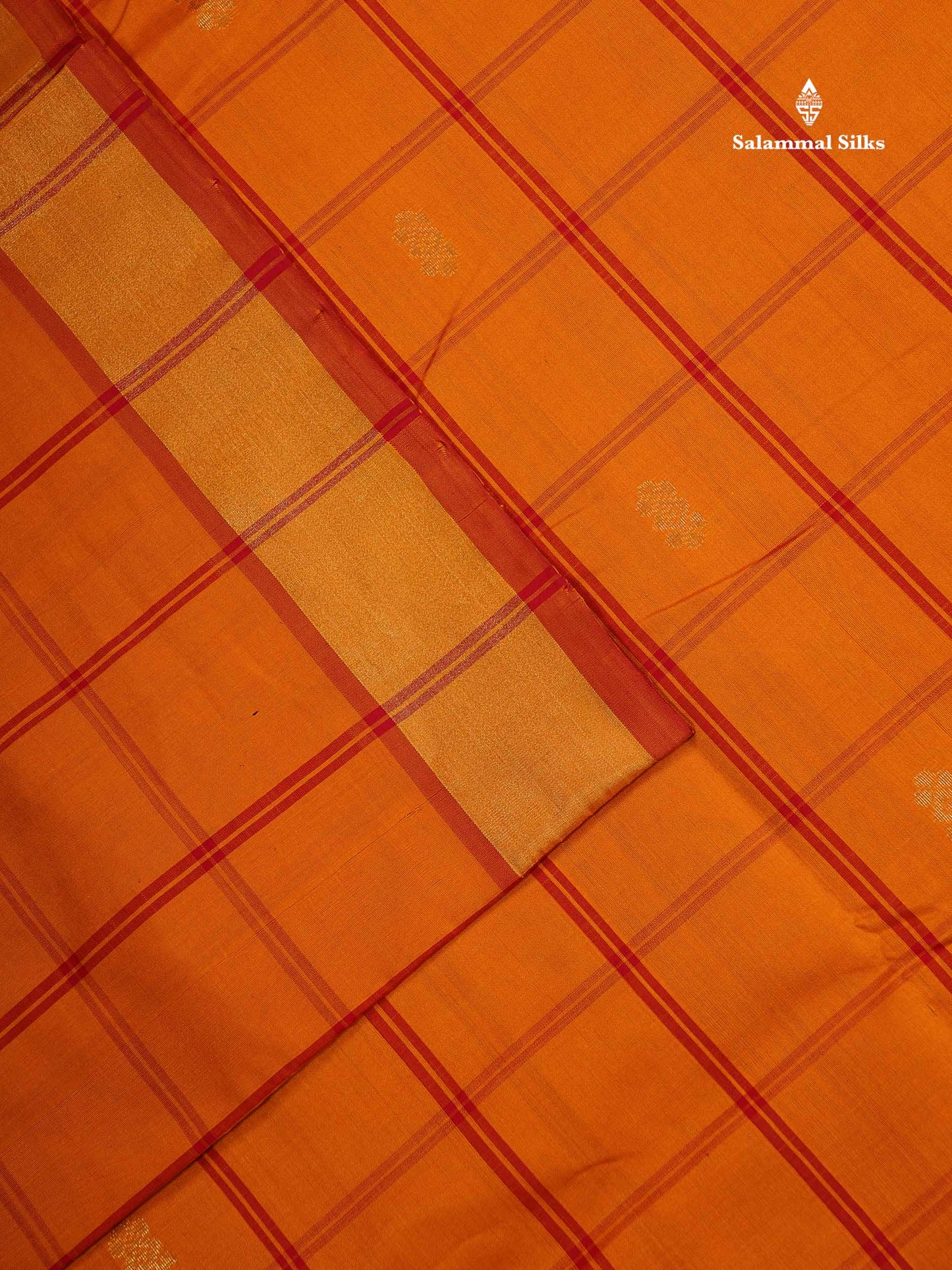 Semi Silk Cotton Saree - Mustard Yellow Colour Body Checks With Butta & Tissue Border