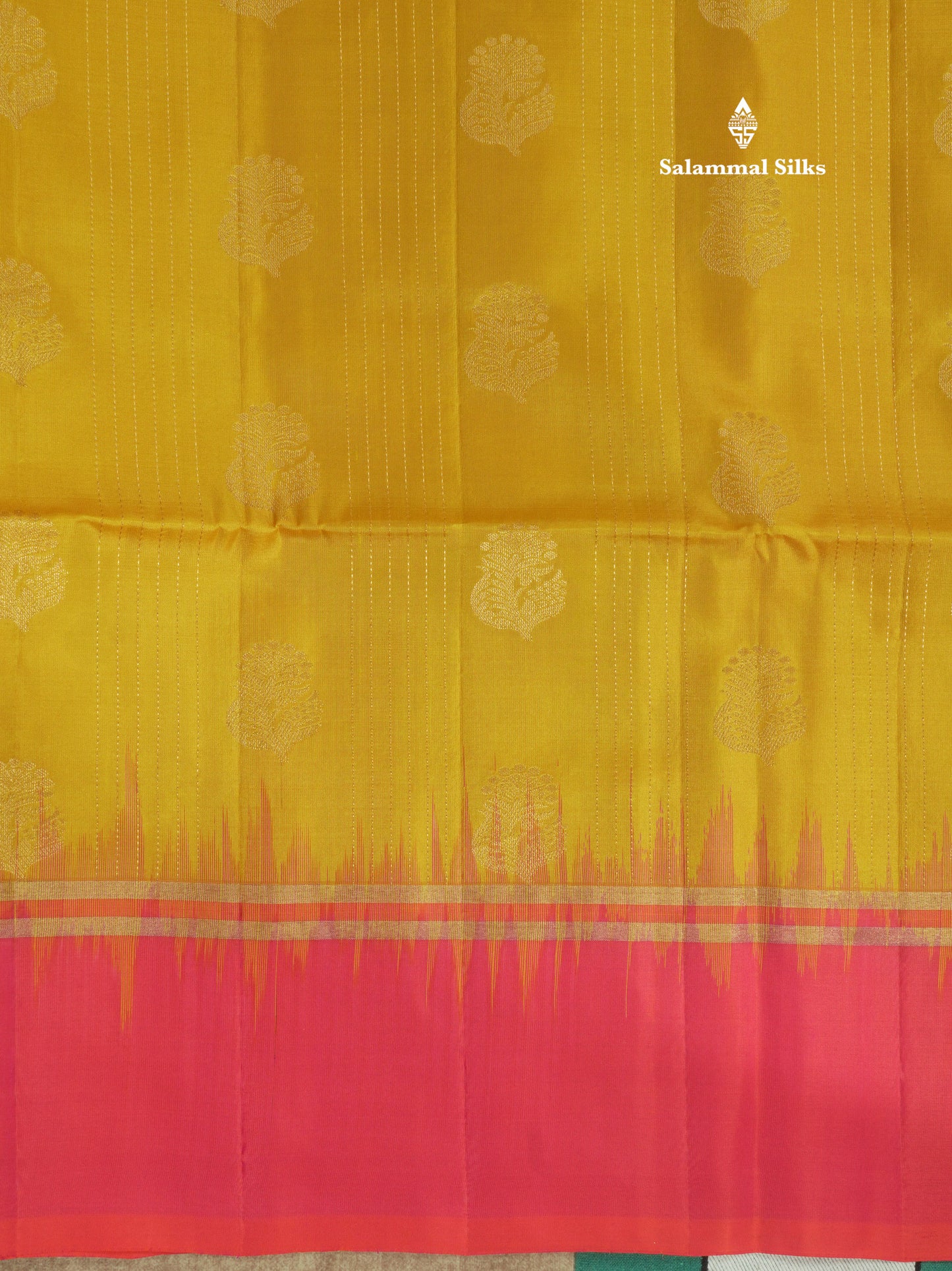 Beautiful Mustard Yellow Pure Kanjivaram Soft Silk Saree With Contrast Rexona Green Border