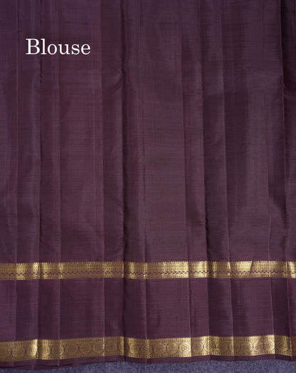 Beautiful Green Pure Kanjivaram Silk Saree With Contrast Dark Brown Traditional Gap Border