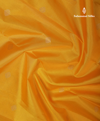 Beautiful Yellow Pure Kanjivaram Silk Saree With Contrast Bottle Green Traditional Medium Border