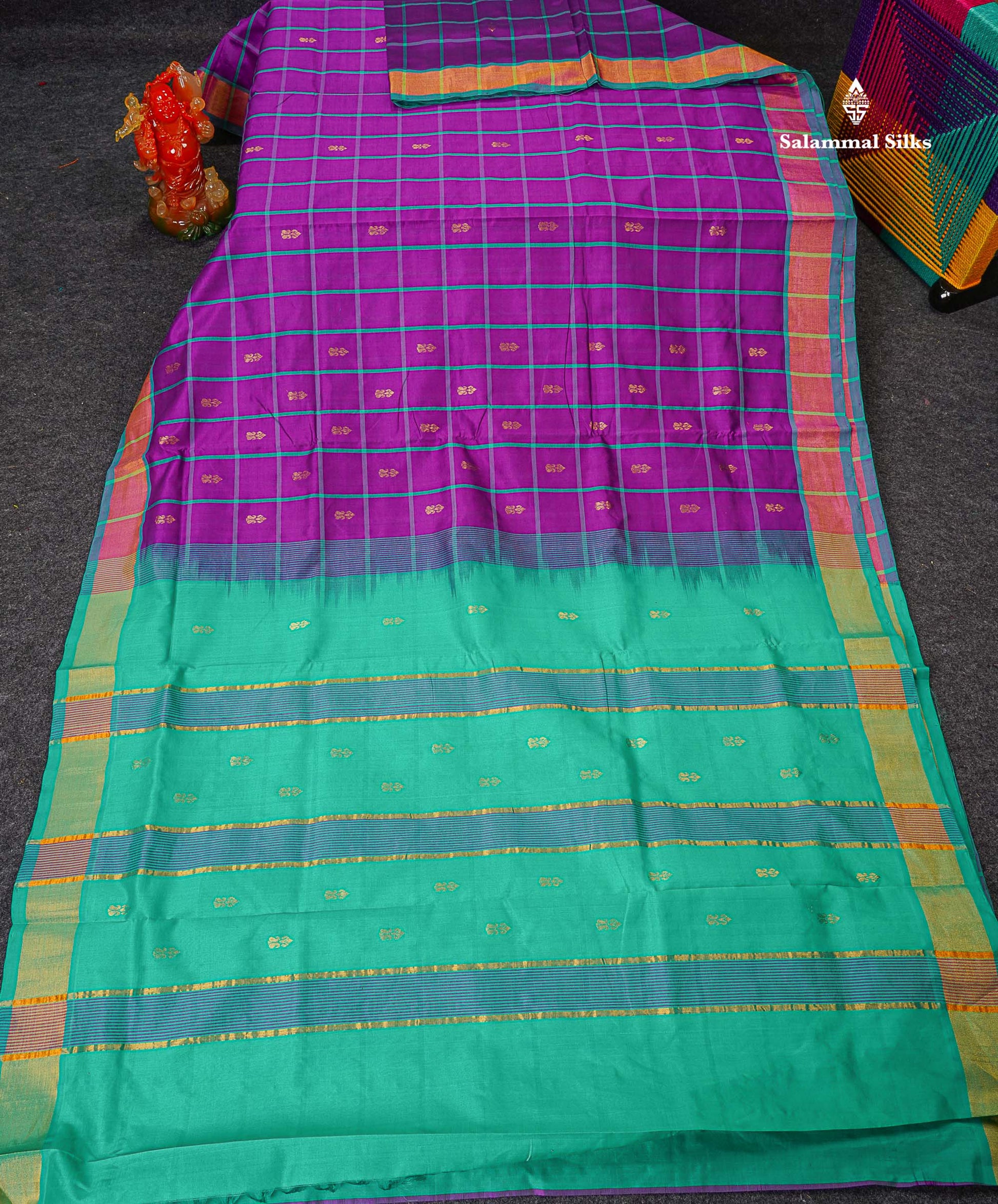 Full View Of Purple Semi Silk Cotton Saree