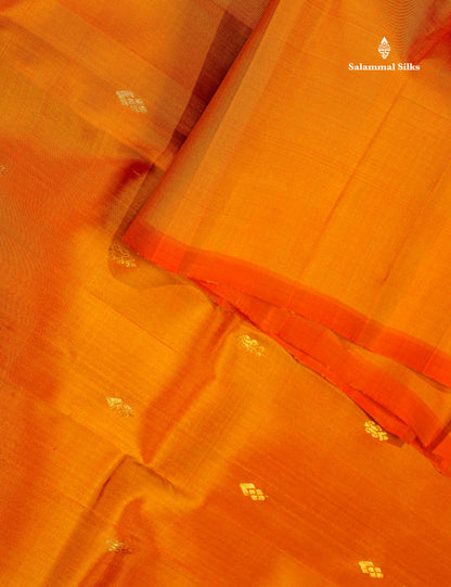 One Side Border Pure Silk Saree -Mango Yellow Colour Body Zari Butta With Violet Border