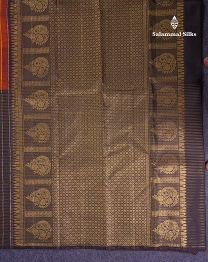 Beautiful Dual Tone Peacock Green And Violet Half & Half Pure Kanjivaram Silk Saree With Contrast Violet Blouse