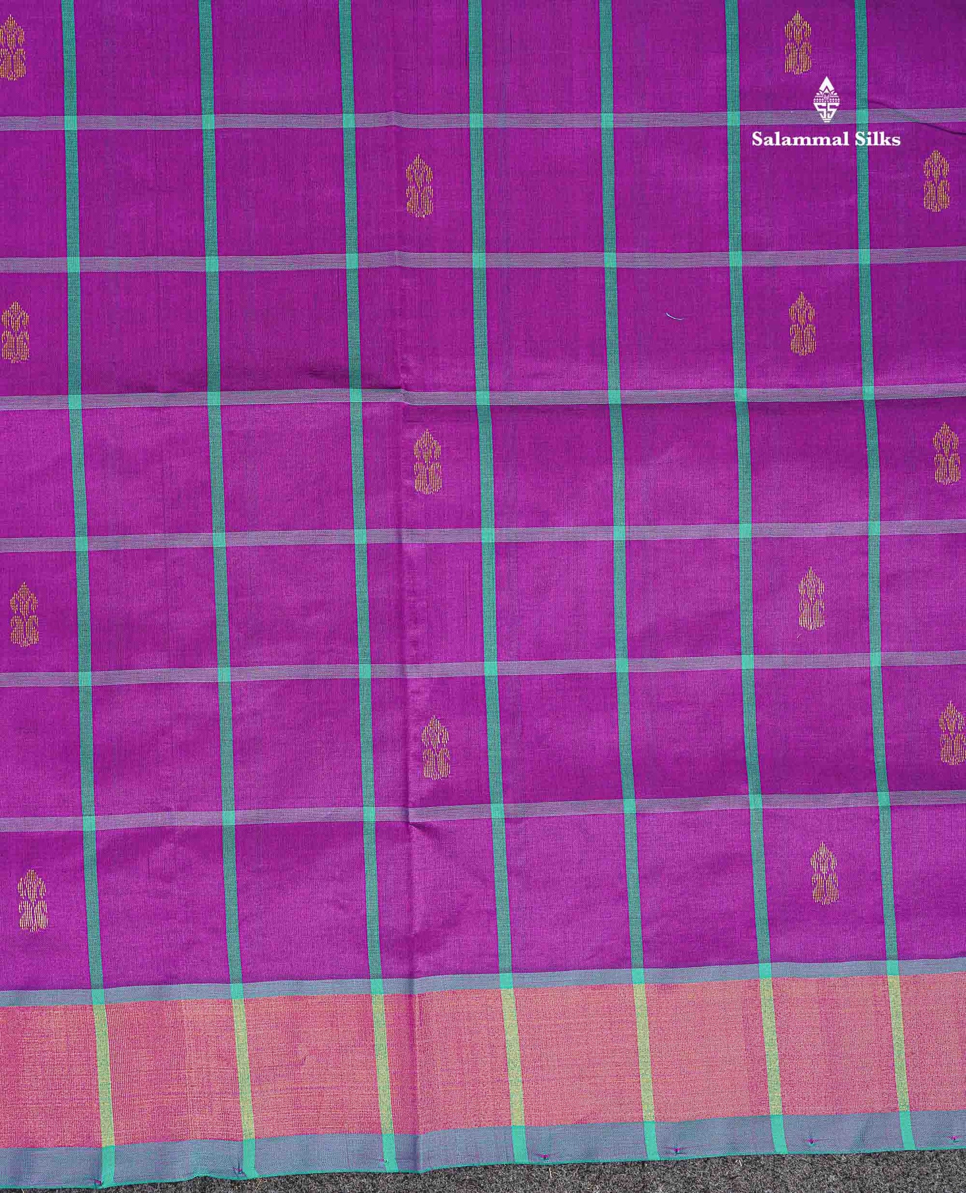Tissue Border Of Purple Semi Silk Cotton Saree 