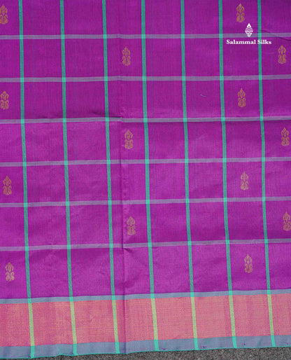 Tissue Border Of Purple Semi Silk Cotton Saree 