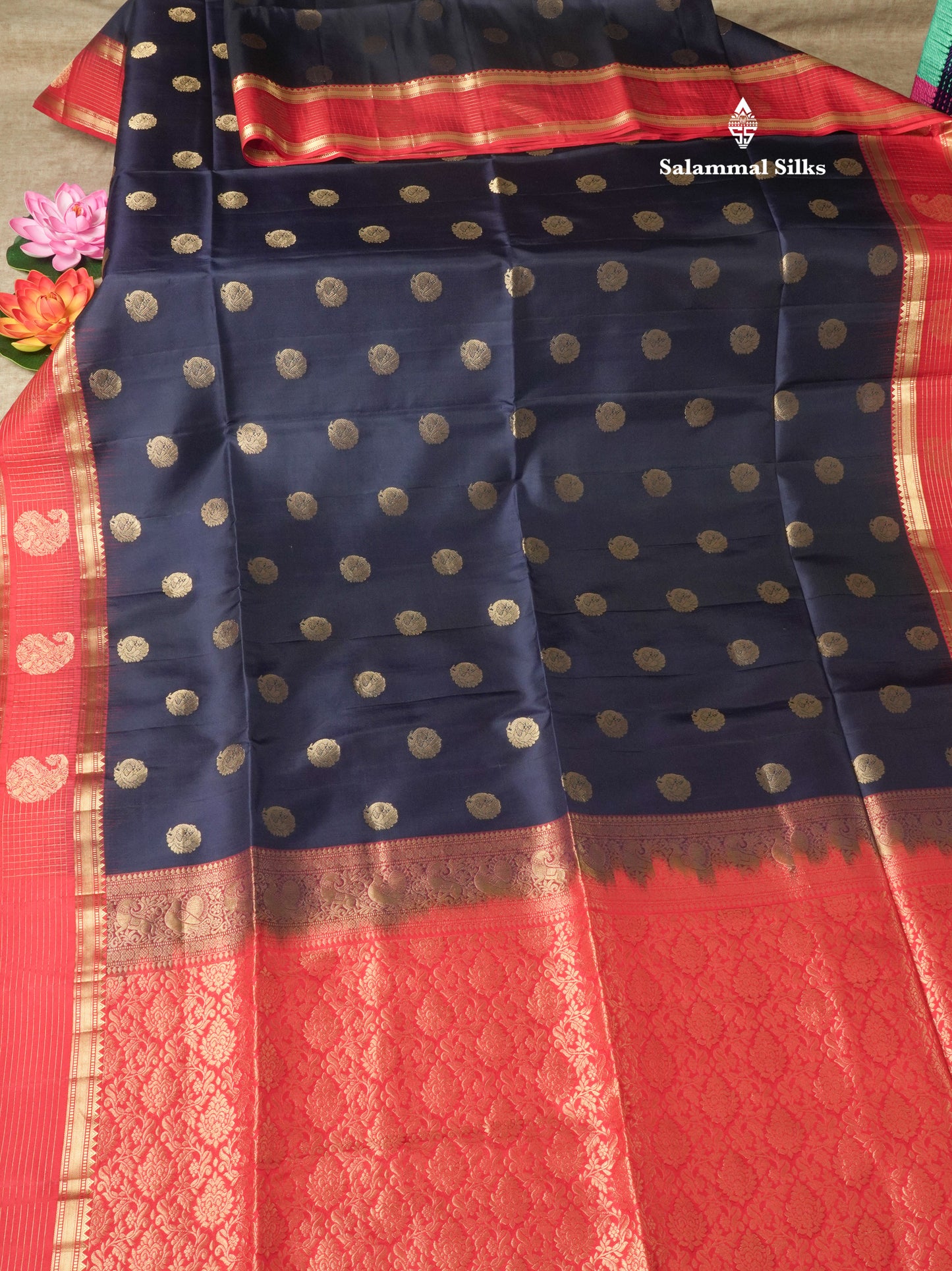 Beautiful Sea Blue Pure Kanjivaram Soft Silk Saree With Contrast Maroon Traditional Border