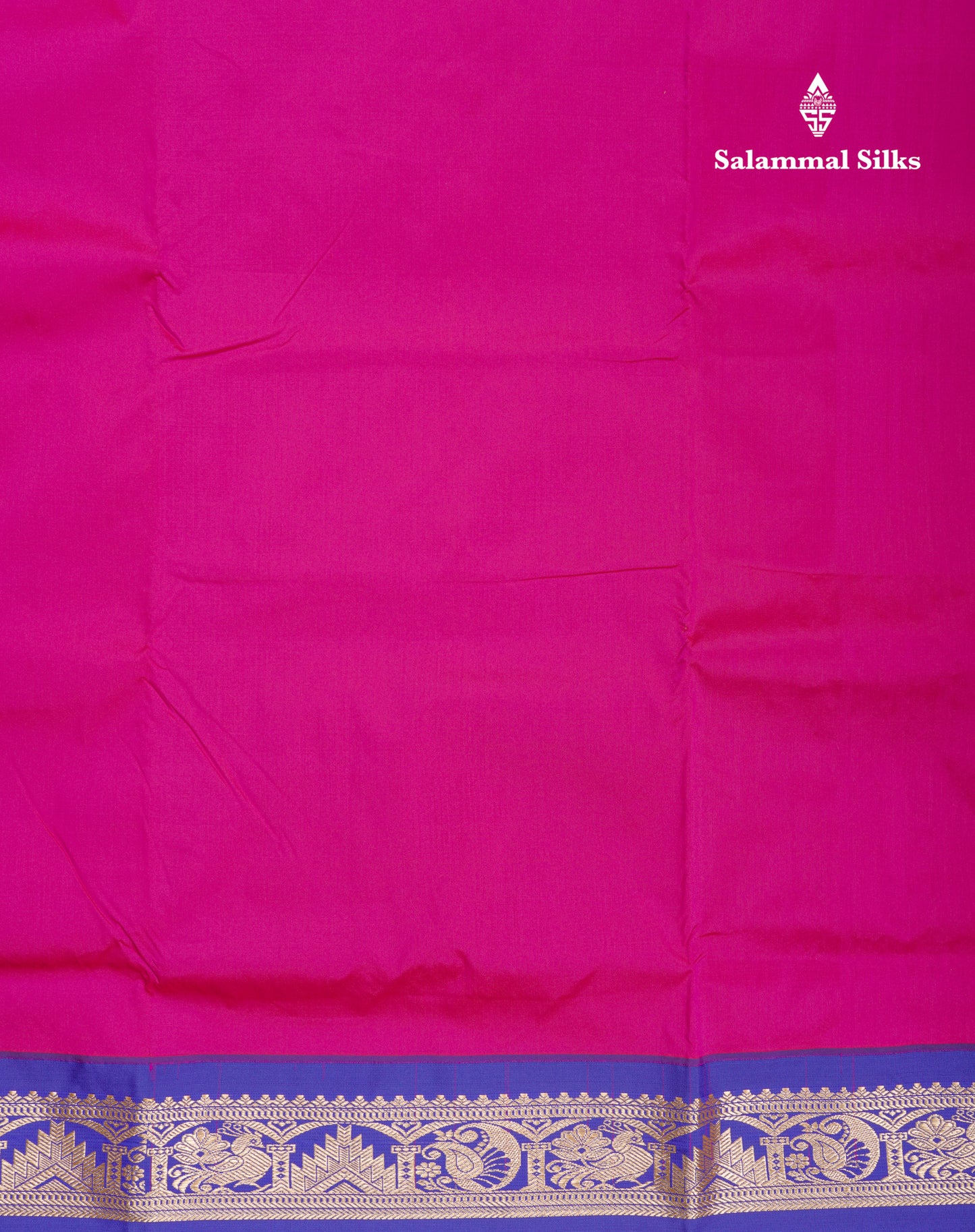 9 Yards Semi Silk Saree Magenta with Contrast Violet Border
