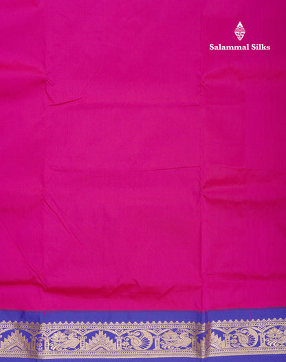 9 Yards Semi Silk Saree Magenta with Contrast Violet Border