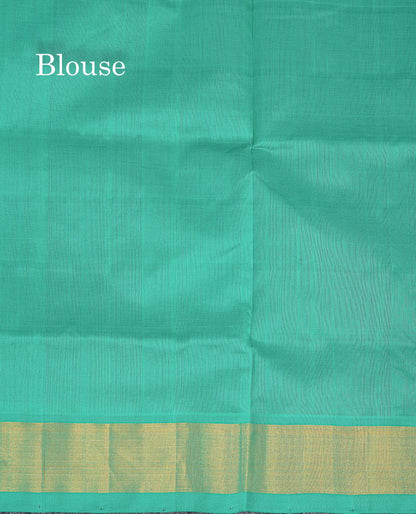 Contrast Rexona Green Blouse Of Purple  Semi Silk otton Saree 