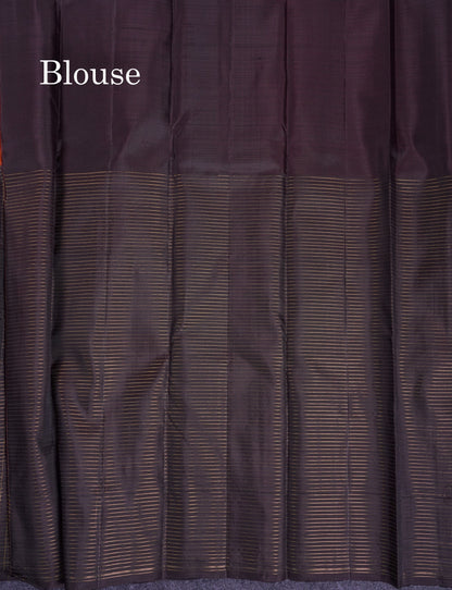 Beautiful Dual Tone Peacock Green And Violet Half & Half Pure Kanjivaram Silk Saree With Contrast Violet Blouse