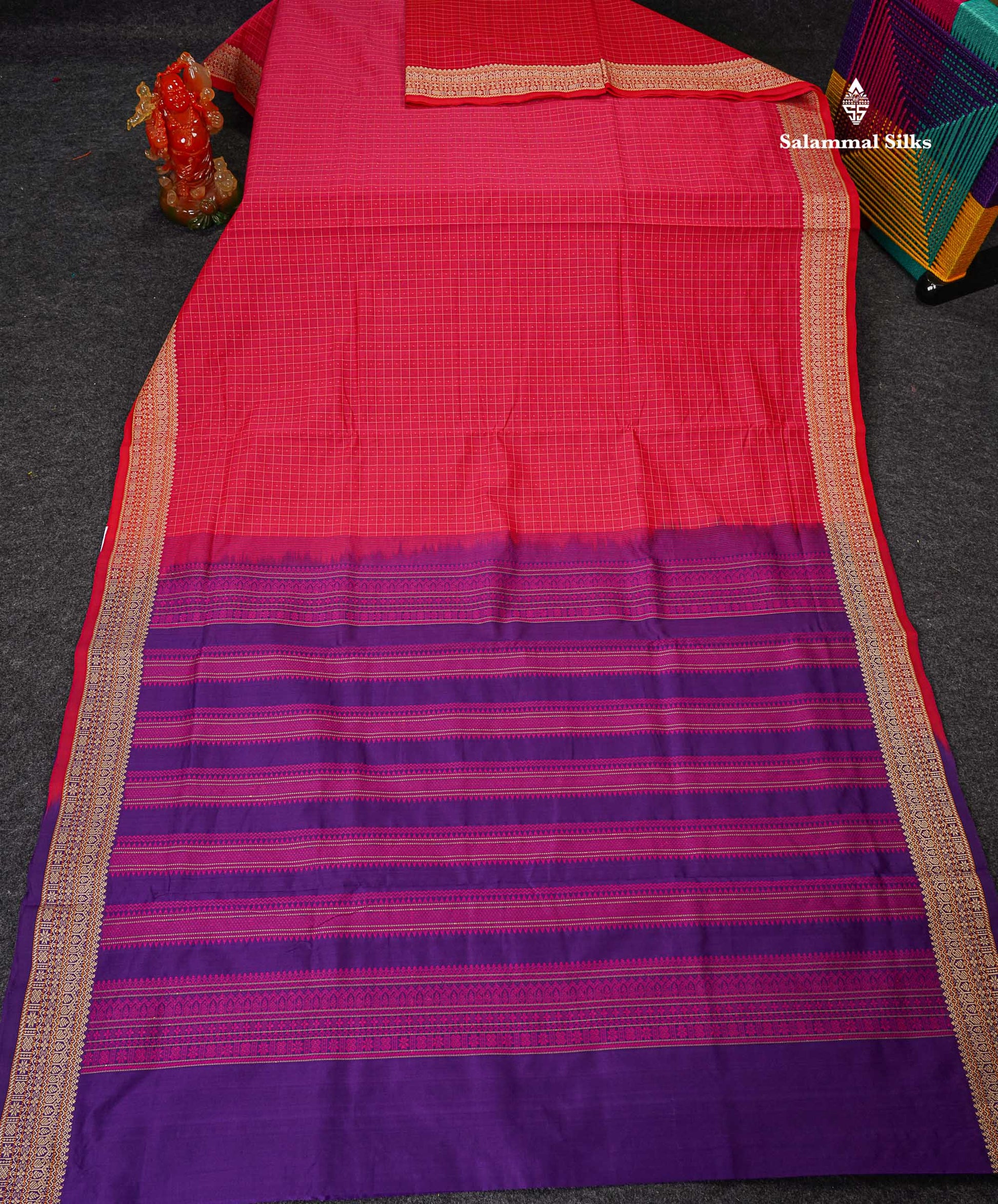 Full View Of Pink Semi Silk Cotton Saree 