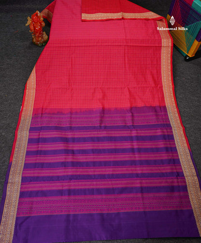 Full View Of Pink Semi Silk Cotton Saree 