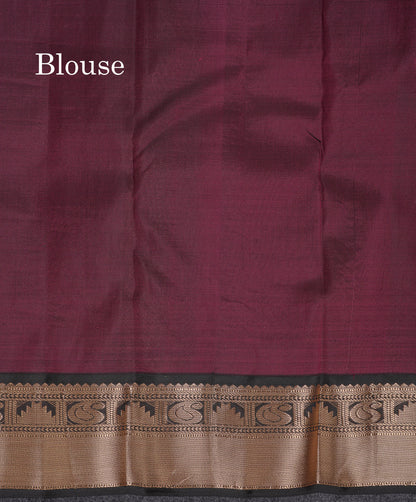 Beautiful Yellow Pure Kanjivaram Silk Saree With Contrast Black Traditional Border