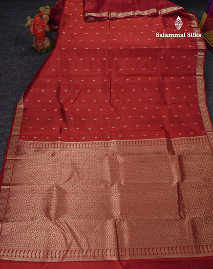 Beautiful Maroon Pure Kanjivaram Silk Saree With Traditional Small Border
