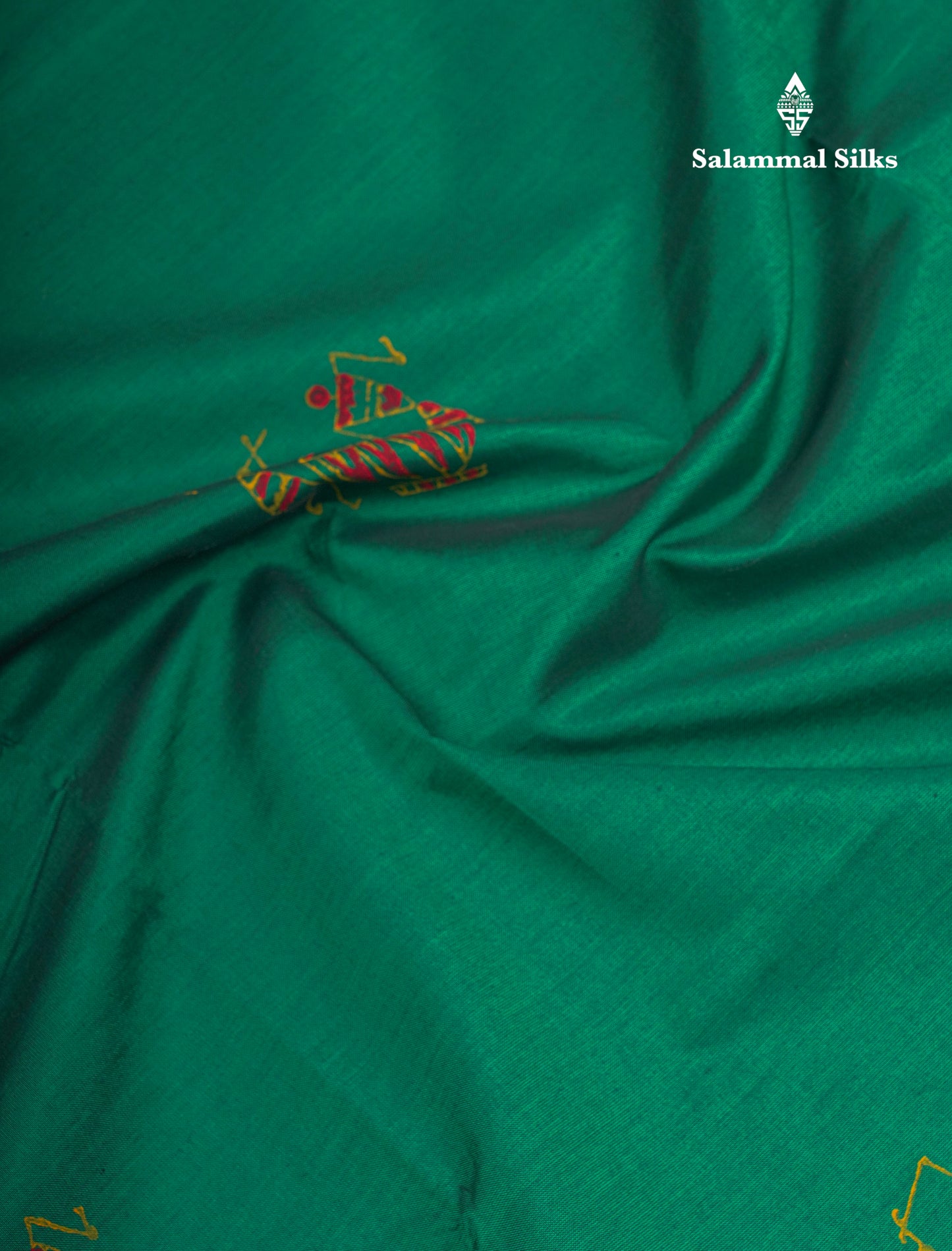 Saffire Green South Cotton Printed Saree With Contrast Mustard Yellow Blouse