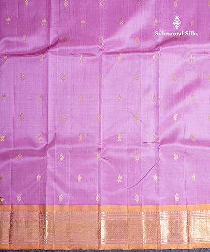 Light Pink Pure Kanjivaram Silk Saree With Contrast Mustard Yellow One Side Border