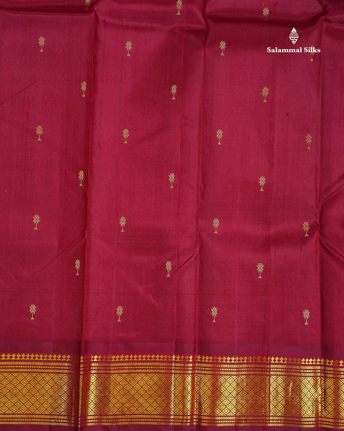 One Side Border Pure Silk Saree - Maroon Colour Body Small Zari Butta With Traditional Border