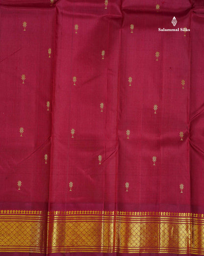 One Side Border Pure Silk Saree - Maroon Colour Body Small Zari Butta With Traditional Border
