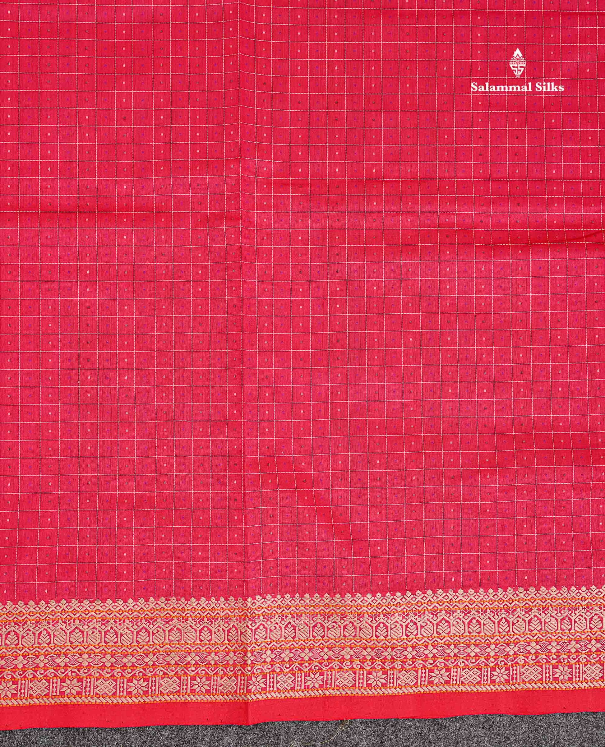 Thread Work Border Of Pink Semi Silk Cotton Saree 