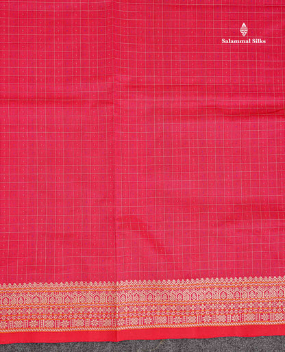 Thread Work Border Of Pink Semi Silk Cotton Saree 