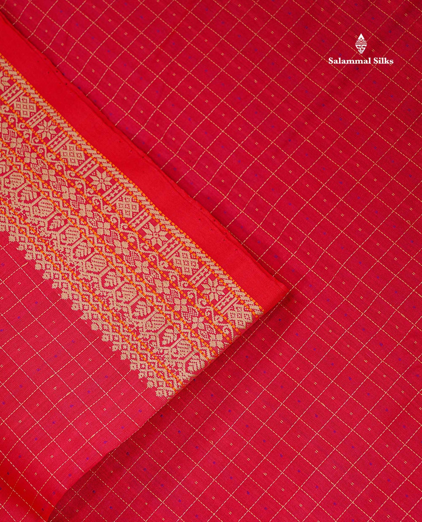 Semi Silk Cotton Saree - Pink Colour Body Small Checks With Butta & Thread Work Border